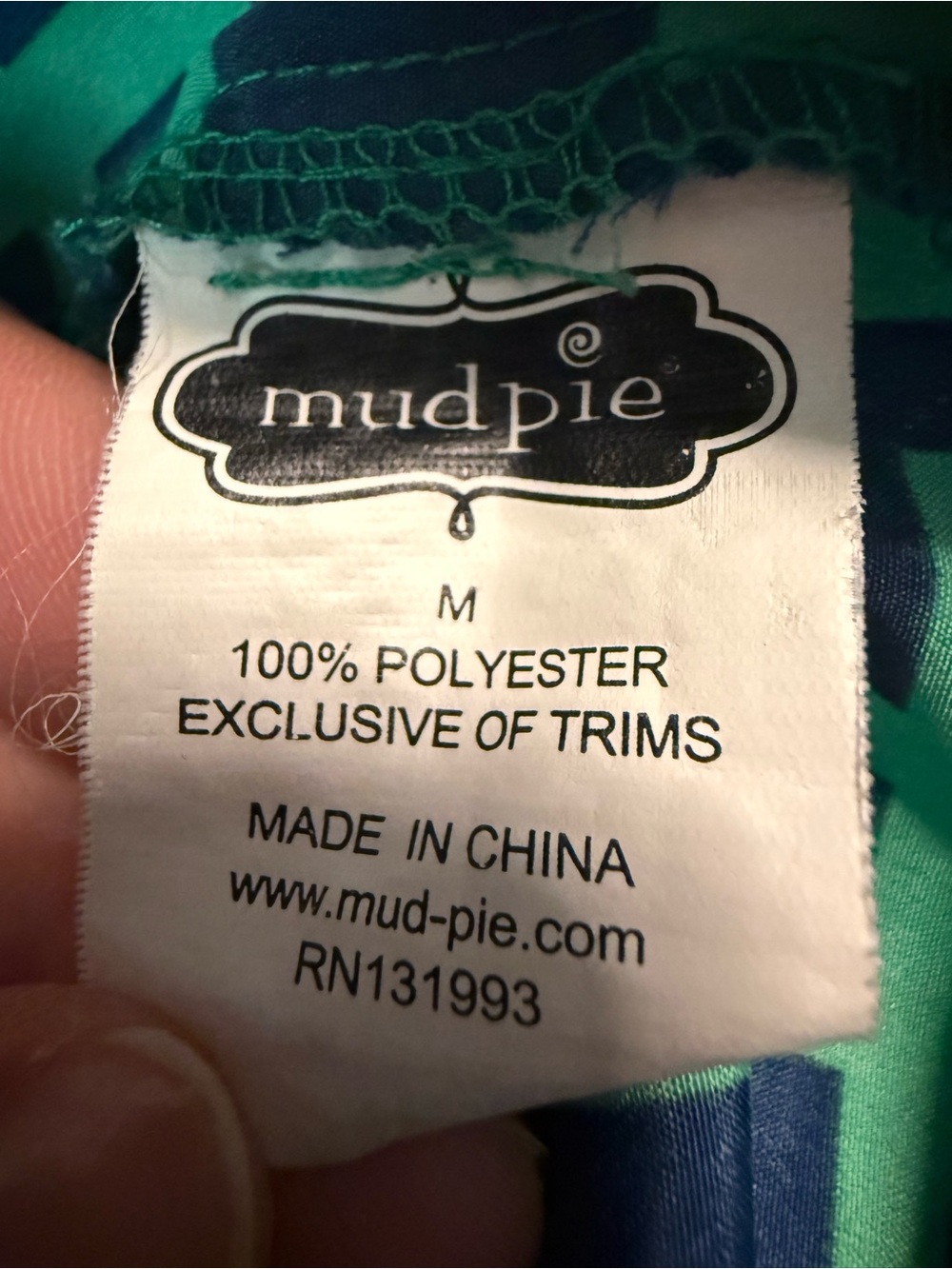 Mud Pie Teal & Navy Geometric Ruffle Sleeveless Blouse - Picture 8 of 11